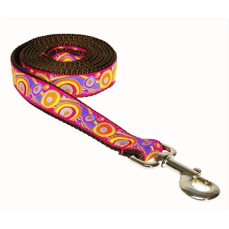 FlyFree 6 ft. Circles and Waves Dog Leash44; Pink & Orange - Large